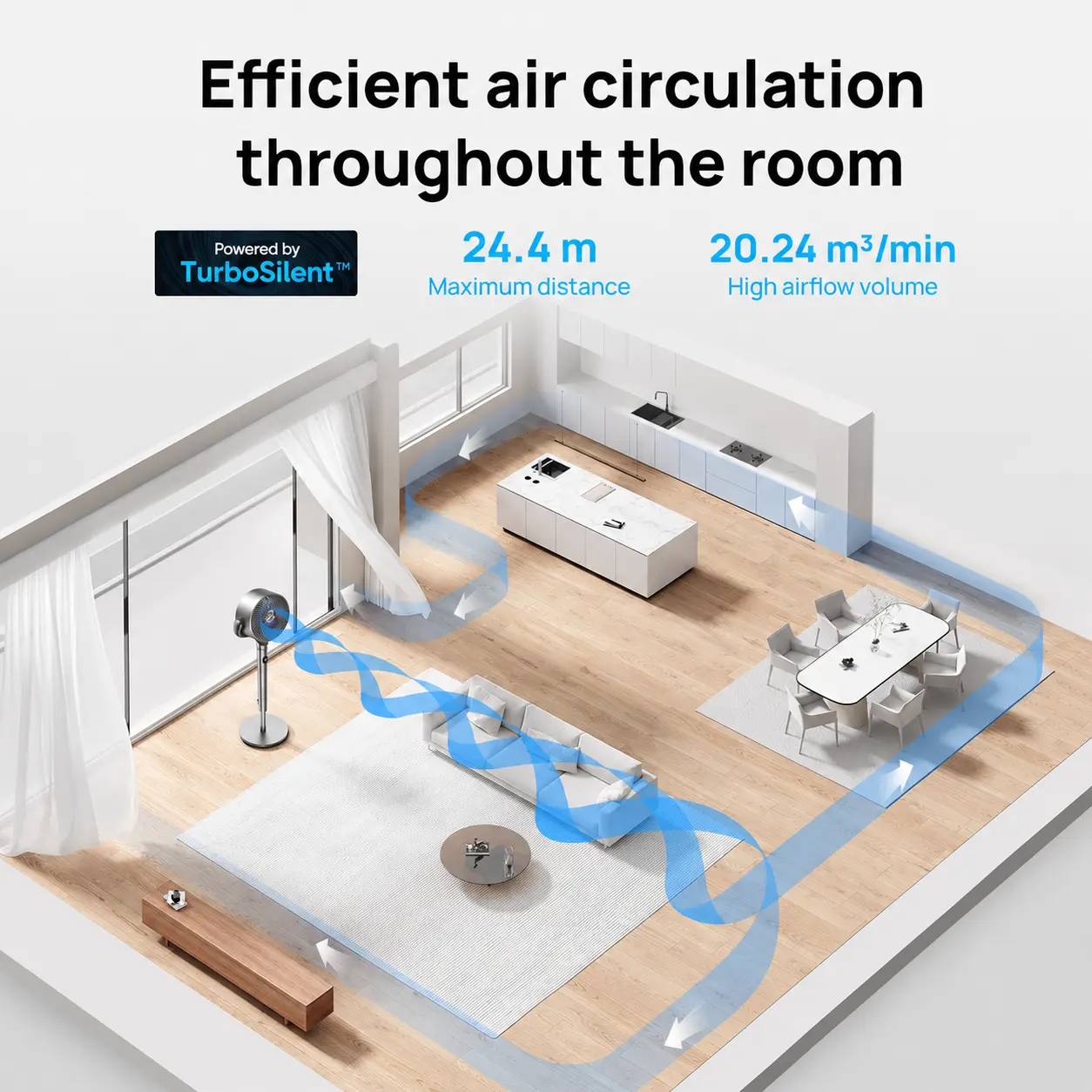 DREO Cooling Fan — black and wood-effect design — image 4